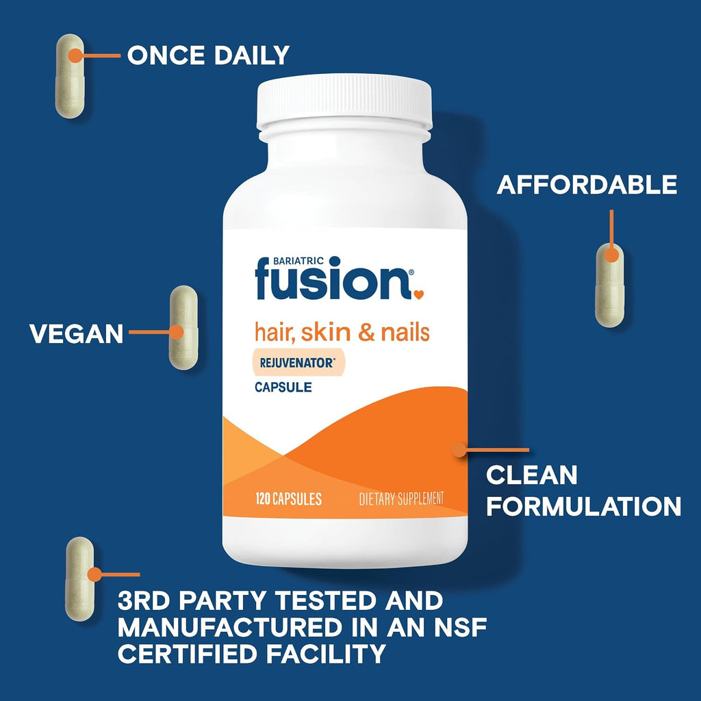 Bariatric Fusion ONE Per Day Rejuvenator - Vitaminas para Cabello, Piel y Uñas con Biotina, 120 Cápsulas