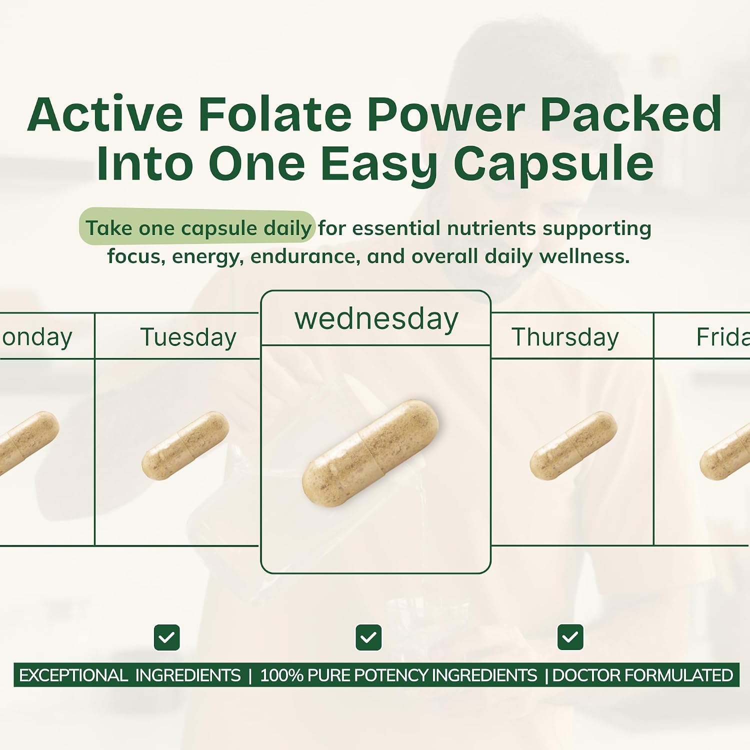 Our Daily Vites L-Methylfolate 15mg – Metilfolato Activo 5-MTHF, 90 Cápsulas