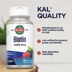 Kal Biotina 5000 mcg, tabletas sabor a bayas mixtas, 100 unidades