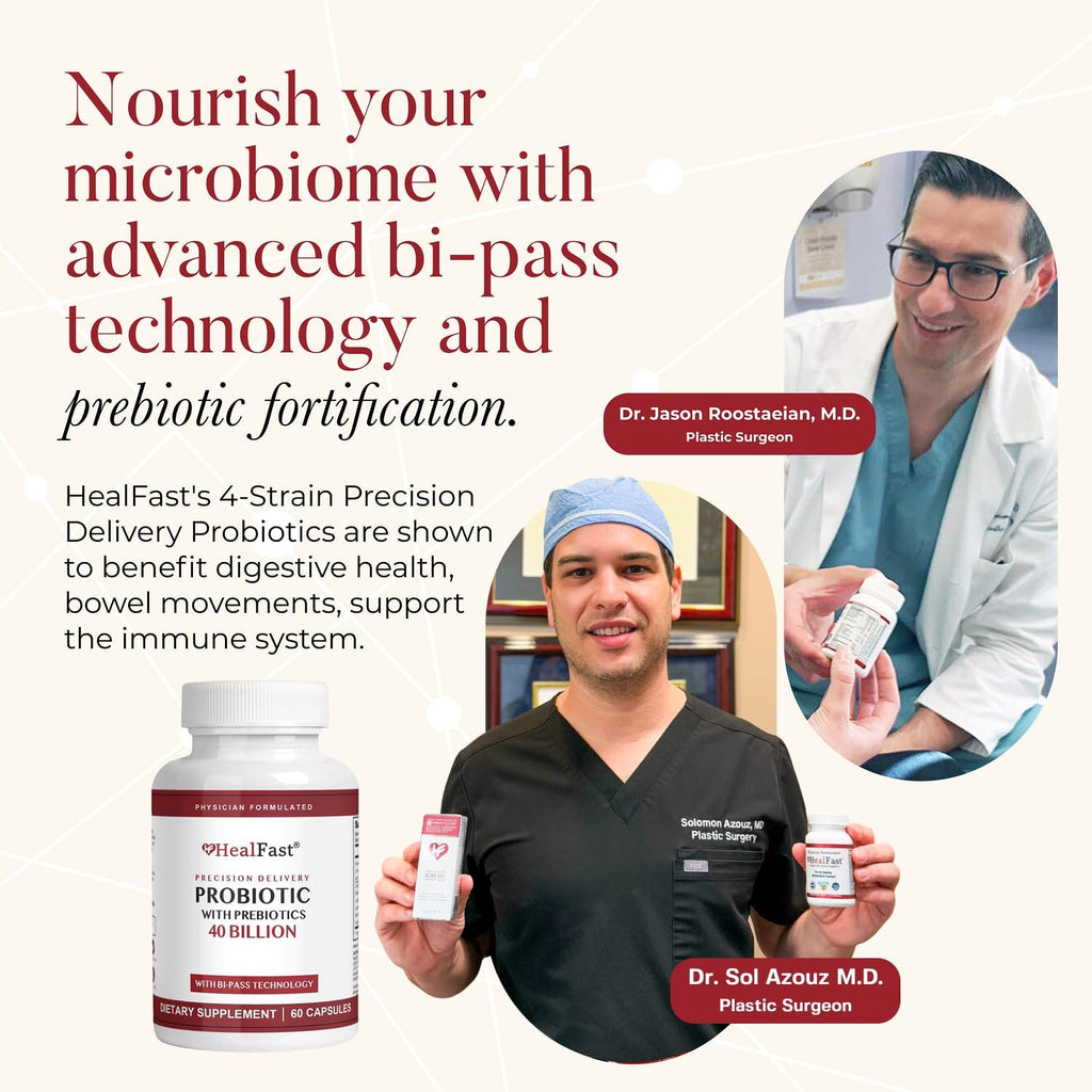 HealFast Probiótico 40 Mil Millones UFC - Prebióticos y Probióticos para Hombres y Mujeres - Salud Digestiva - No Transgénico y Vegano - 30 Días