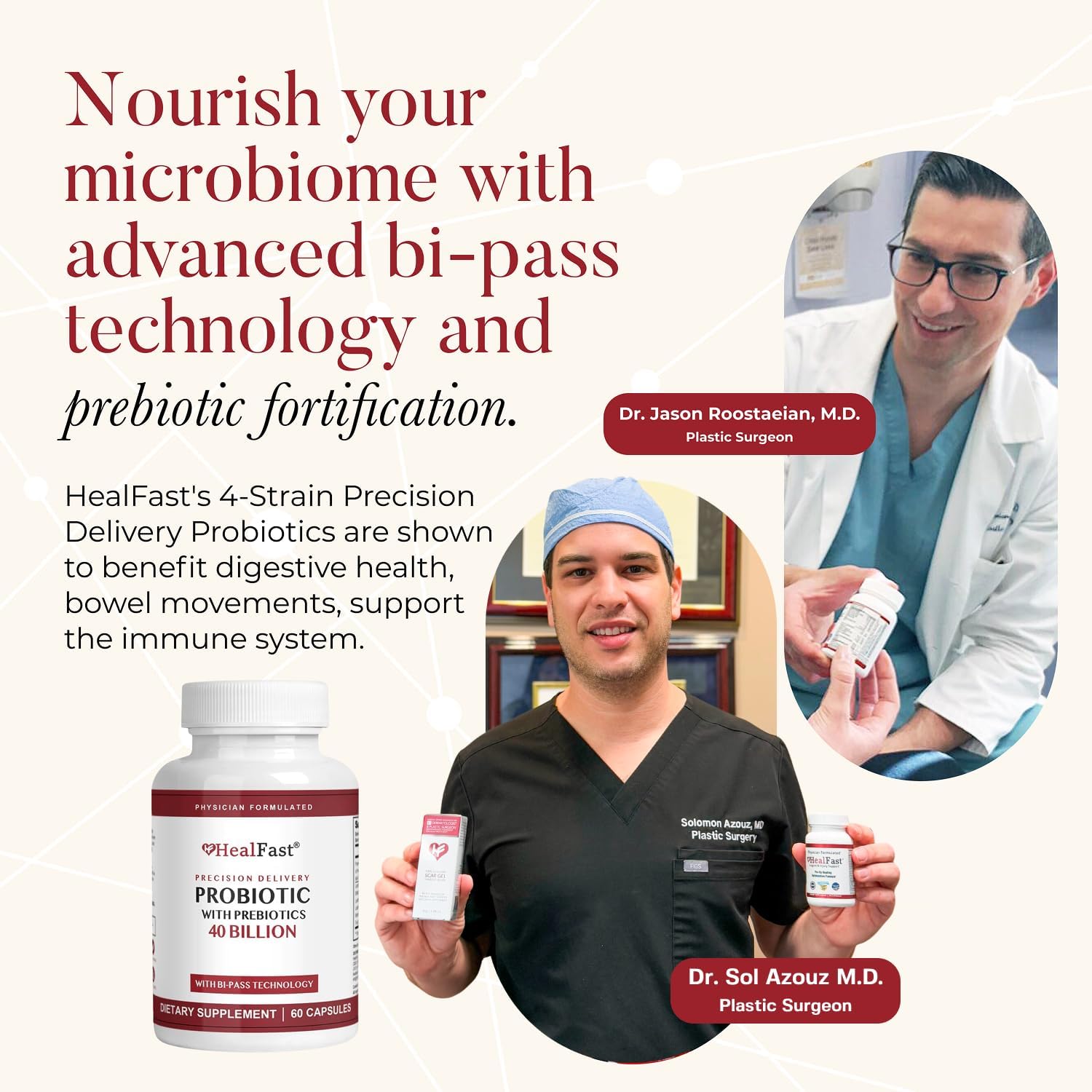 HealFast Probiótico 40 Mil Millones UFC - Prebióticos y Probióticos para Hombres y Mujeres - Salud Digestiva - No Transgénico y Vegano - 30 Días