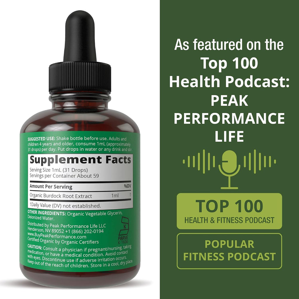 Peak Performance Extracto Líquido de Raíz de Bardana Orgánica - 59 ml
