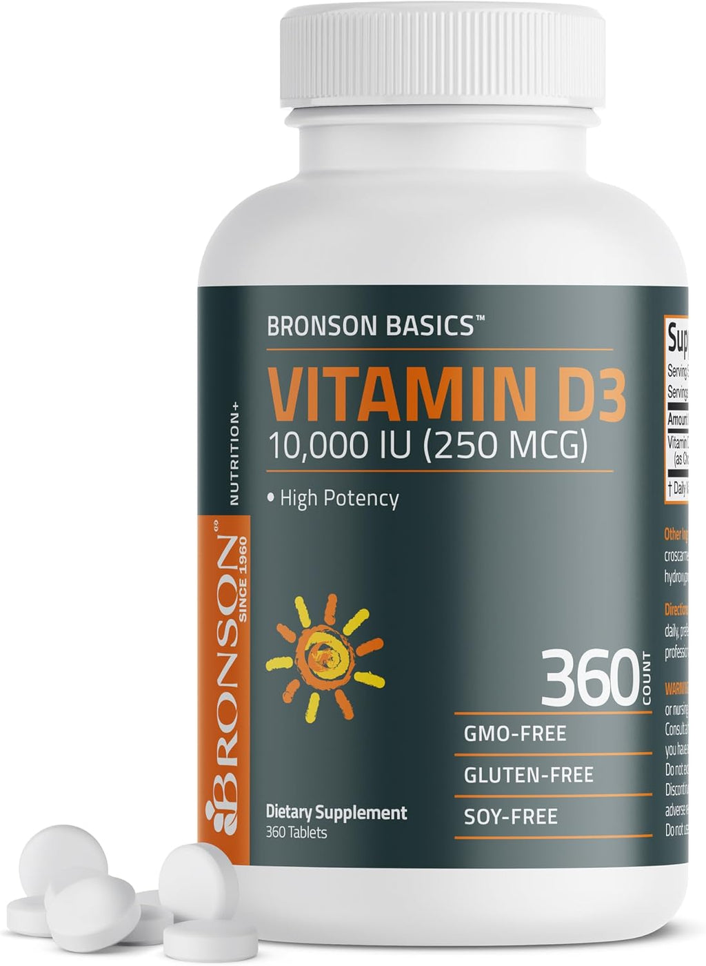 Bronson Vitamina D3 10.000 UI (250 mcg) - 360 Comprimidos