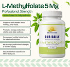 Our Daily Vites L-Metilfolato 5mg – Metilfolato Activo 5-MTHF, 90 Cápsulas