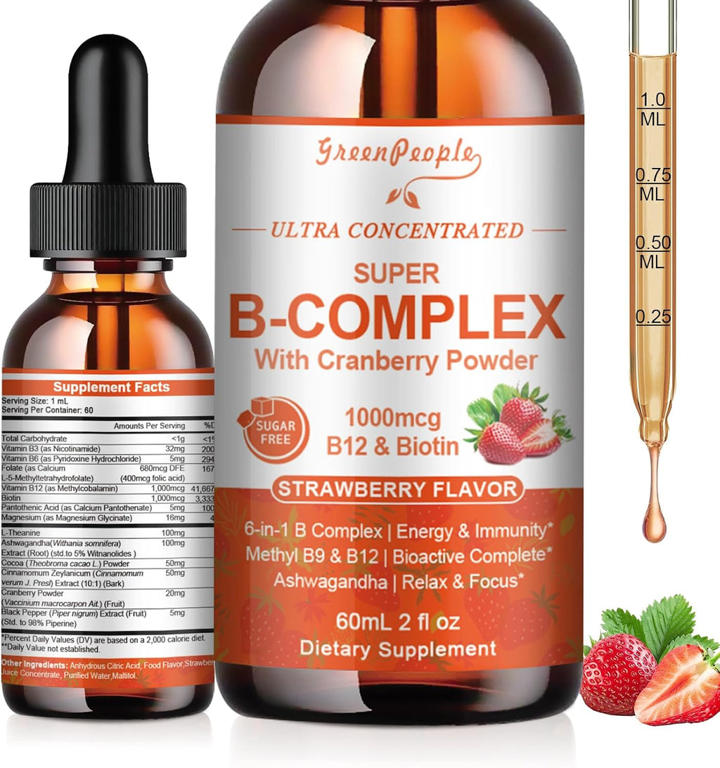GREENPEOPLE Complejo B Metilado con B12 Metilcobalamina y L-Metilfolato - 60 ml