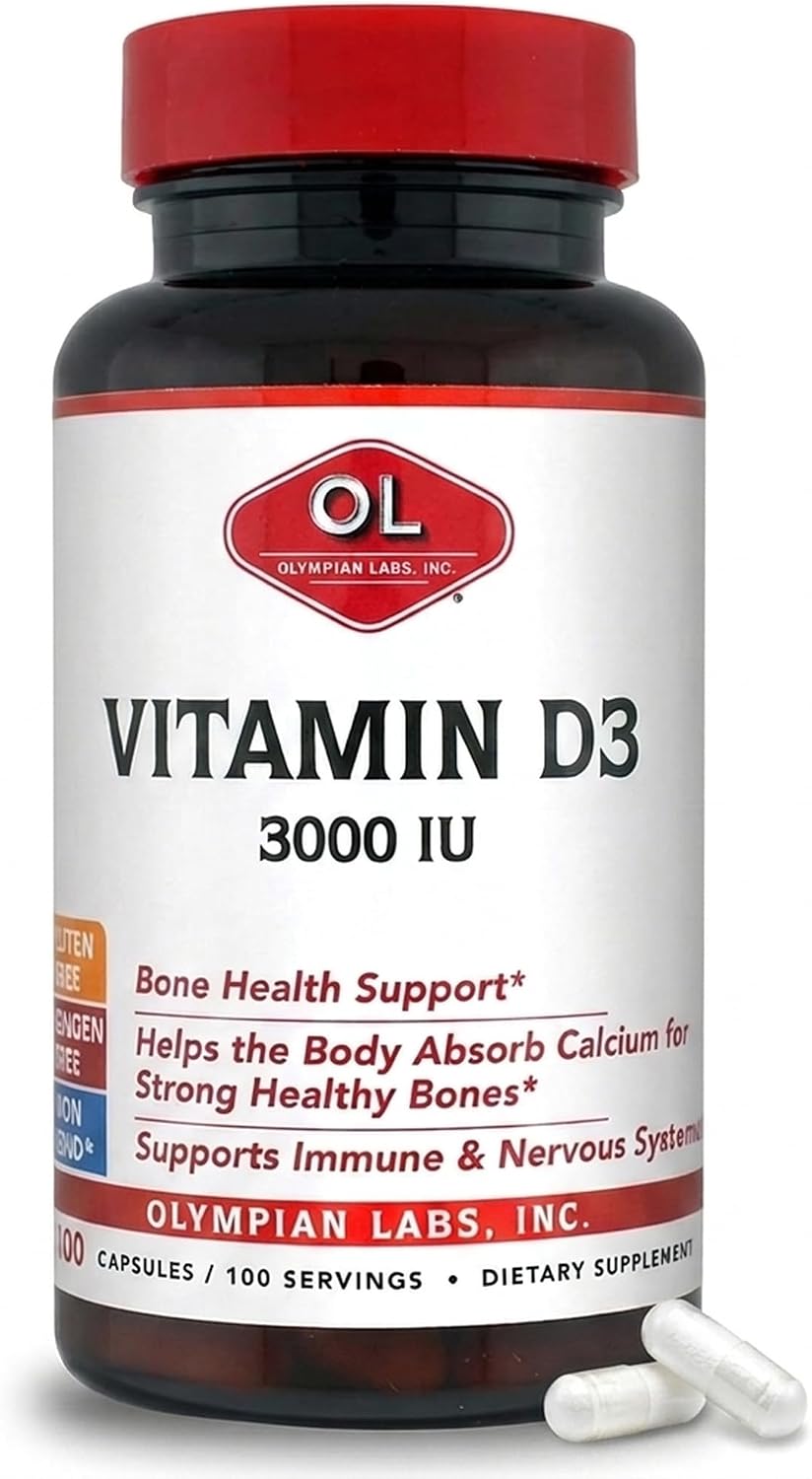 Olympian Labs Vitamina D3 3000 UI 100 Cápsulas Apoya Huesos Fuertes