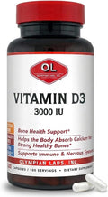 Olympian Labs Vitamina D3 3000 UI 100 Cápsulas Apoya Huesos Fuertes