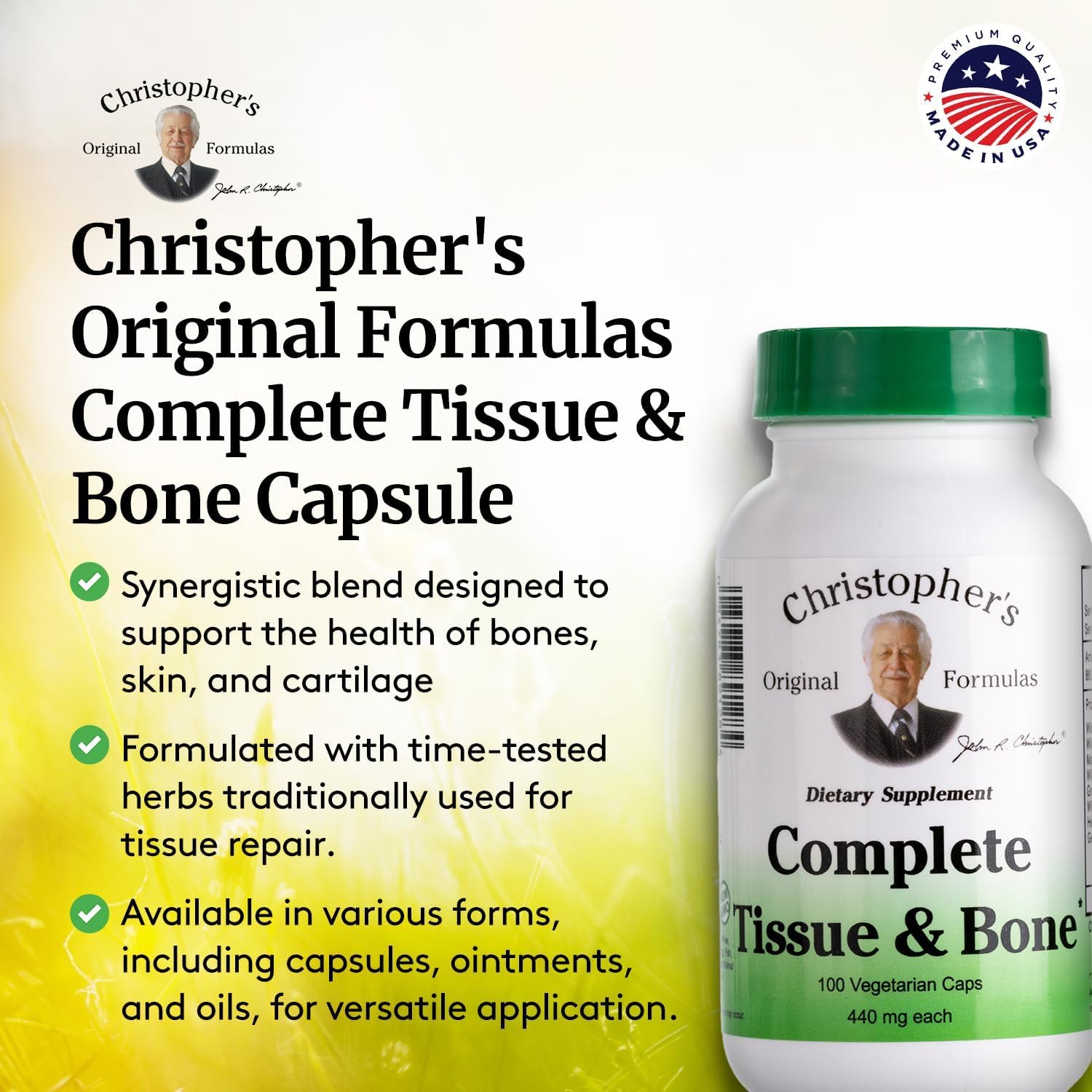 Christopher's Original Formulas Complete Tissue & Bone Formula – 100 Cápsulas Veganas