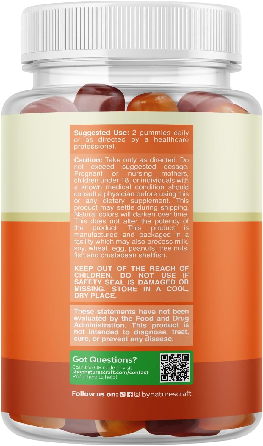 Gominolas Multivitamínicas para Adultos - Vitamina D, A, C, E, B12, Zinc y Biotina - Natures Craft