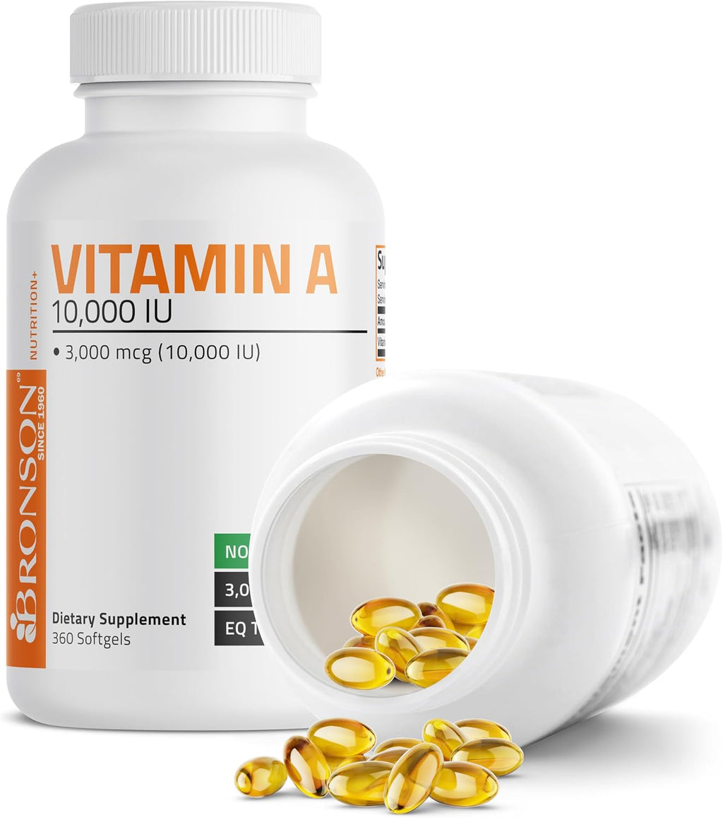 Bronson Vitamina A 10.000 UI - 360 Cápsulas Blandas - Fórmula No-GMO