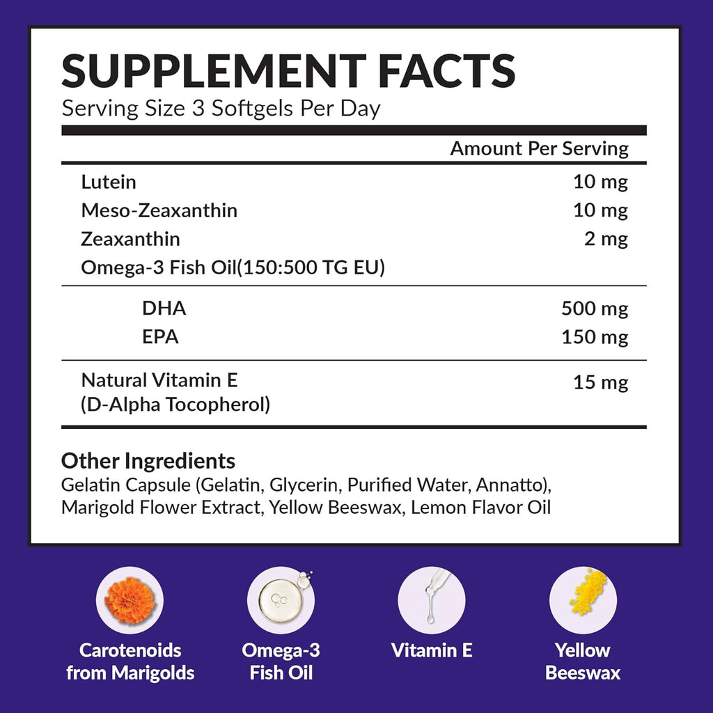 Memory Health Softgels con Omega-3, Carotenoides y Vitamina E – 270 Cápsulas (90 Días)