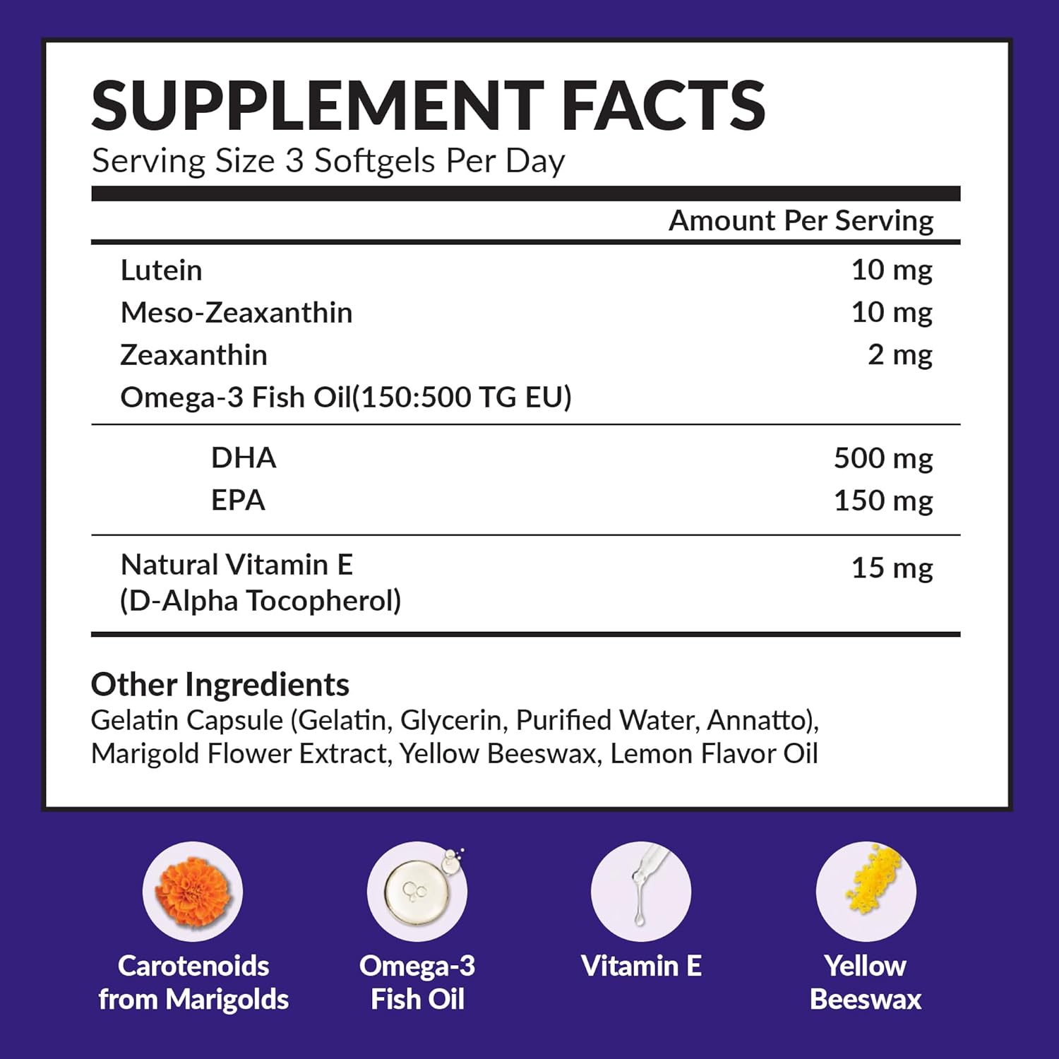 Memory Health Softgels con Omega-3, Carotenoides y Vitamina E – 270 Cápsulas (90 Días)