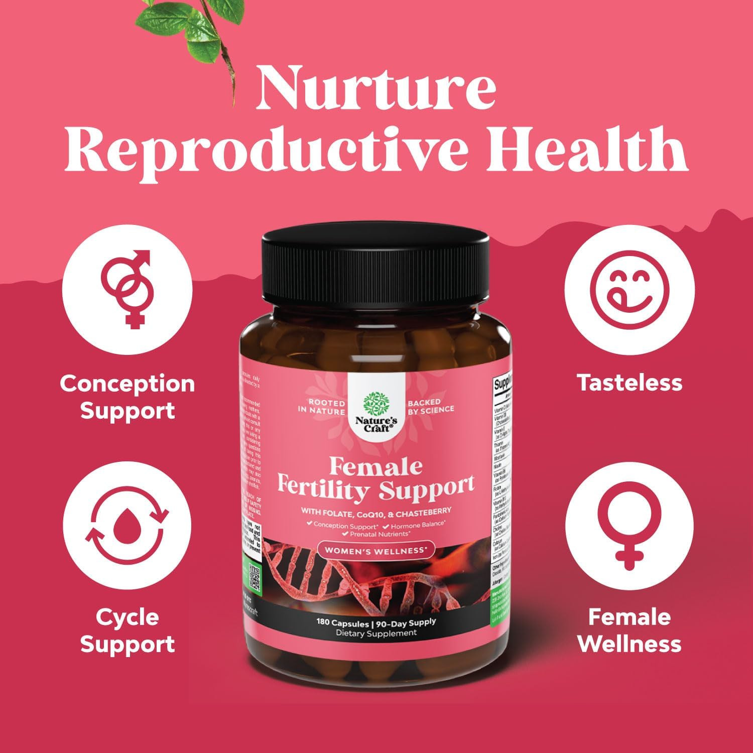 Suplemento de Fertilidad Femenina con Multivitamínicos Prenatales - 180 Cápsulas