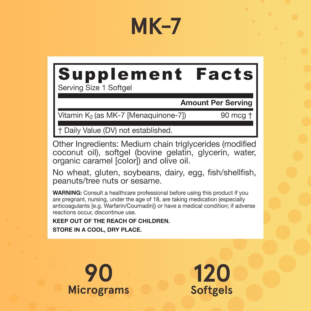 Jarrow Formulas MK-7 90mcg - Vitamina K2 (MK-7) - 120 Cápsulas Blandas (12 Envases)