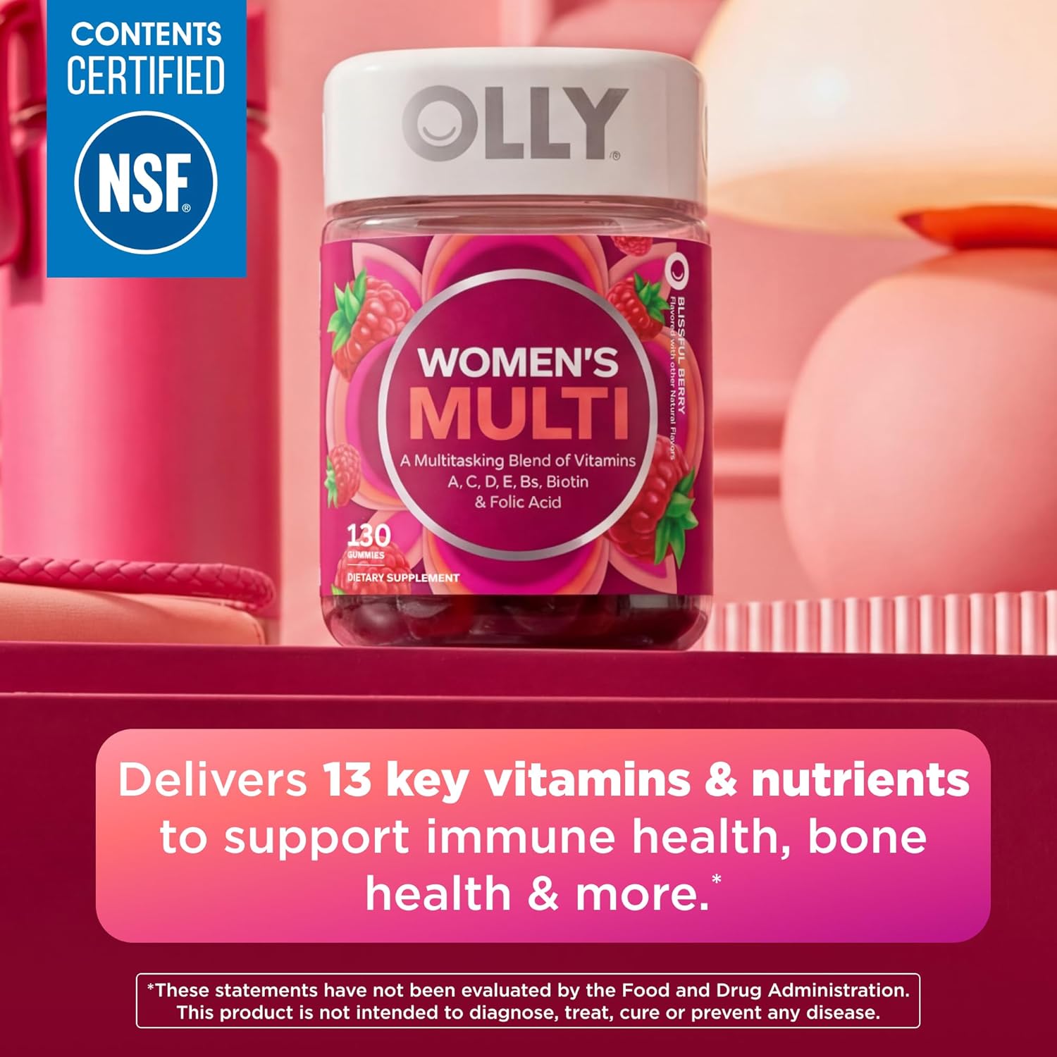 OLLY Multivitamínico para Mujeres en Gominolas, Sabor a Bayas, 130 Gominolas (65 Días)