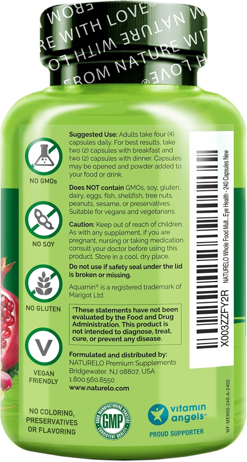 NATURELO Multivitamínico Integral para Hombres 50+ - 240 Cápsulas Vegetales
