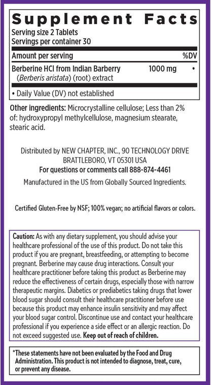 New Chapter Berberina 1000 mg, 60 Comprimidos – Image 6