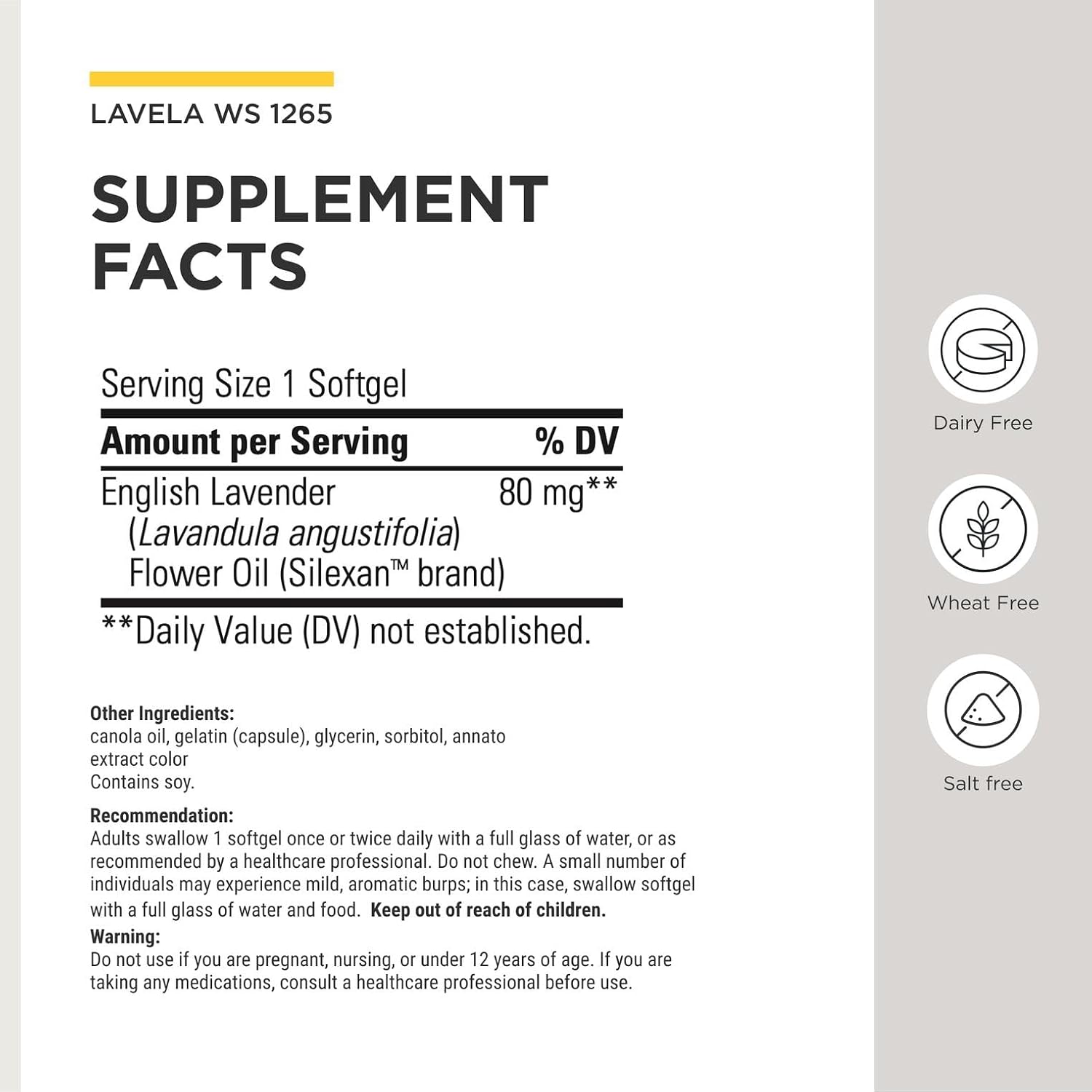 Integrative Therapeutics Lavela WS 1265 - Suplemento de Aceite Esencial de Lavanda - 60 Cápsulas Blandas