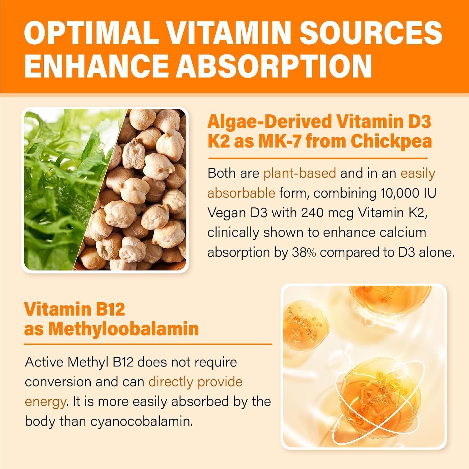 Suplemento de Vitamina D3 10000IU para Adultos - Gominolas de Vitamina D3 5000IU / 10000IU con K2, Metil B12, Calcio, Magnesio, Zinc y Saúco para Mujeres y Hombres - Sin Azúcar, Vegano