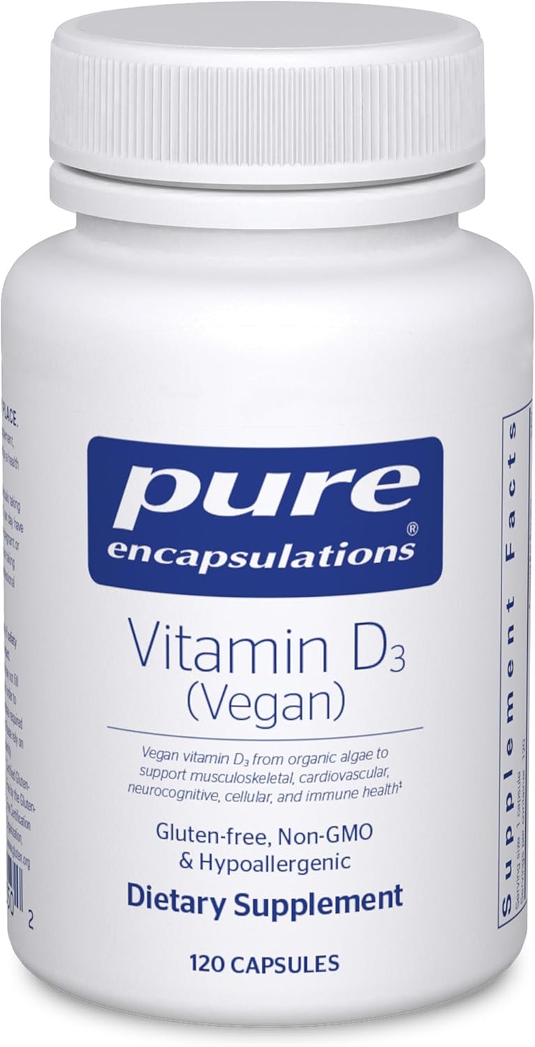 Pure Encapsulations Vitamina D3 Vegana | Salud Ósea, Cardiovascular e Inmune* | 120 Cápsulas
