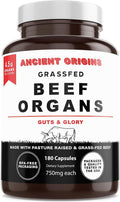 Ancient Origins Suplemento de Órganos de Res Grass Fed 4500 mg - Hígado, Médula Ósea, Corazón, Bazo, Páncreas y Riñón, No Transgénico, Sin Gluten, Sin Desgrasar (180 Cápsulas, 750 mg cada una)