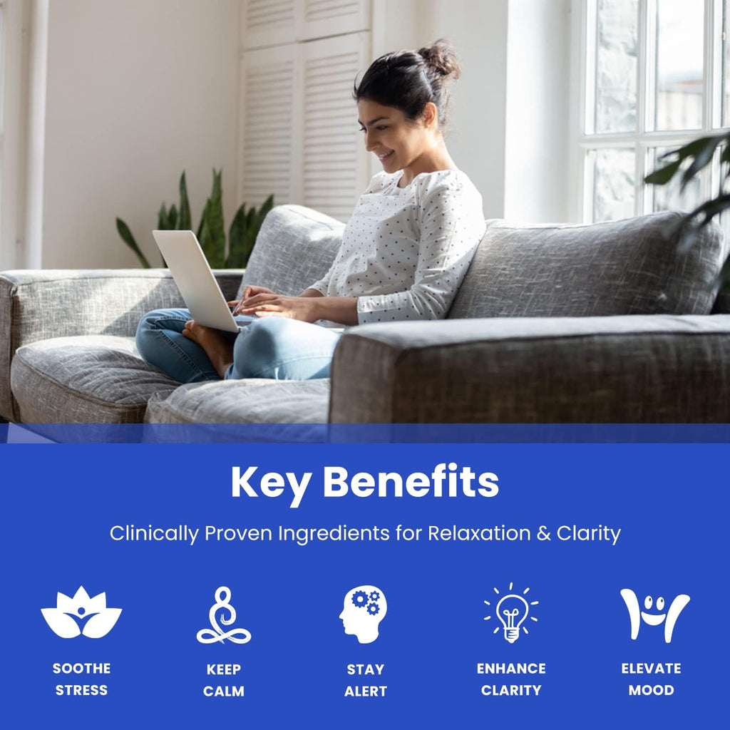 NutraChamps Calm Gummies, Gominolas para el Estrés con Ashwagandha, L-Teanina, GABA, Vitamina B6 y Melisa, Apoyo para el Estado de Ánimo, Concentración y Relajación, Sabor Natural a Baya, 90 Gominolas