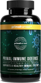 Primal Harvest Primal Immune Defense: 10-en-1 Apoyo Inmunitario con Probióticos, Zinc, Vitaminas C, B6, D3 y K2 - 60 Cápsulas (Pack de 2)