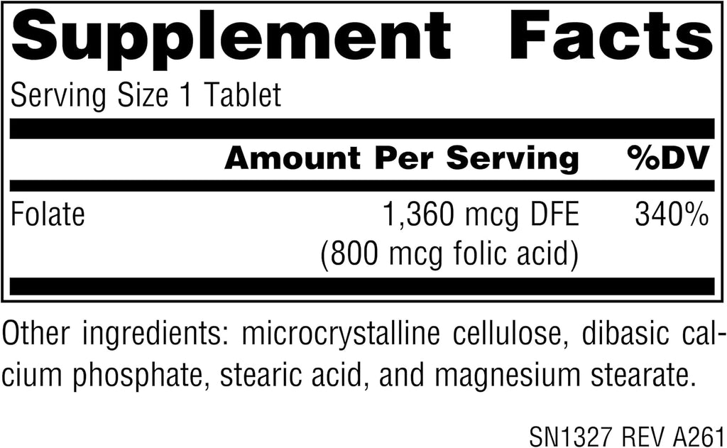 Source Naturals Folic Acid 800 mcg - 200 Vegetarian Tablets