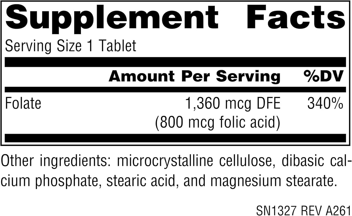 Source Naturals Ácido Fólico 800 mcg - 200 – Formación normal de las células sanguíneas: Ayuda a mantener niveles – Image 2