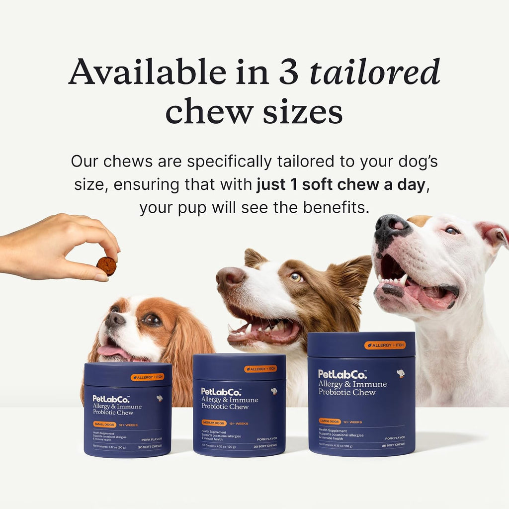 PetLab Co. Probióticos Diarios para Perros Grandes - Alergia e Inmunidad (30 masticables)