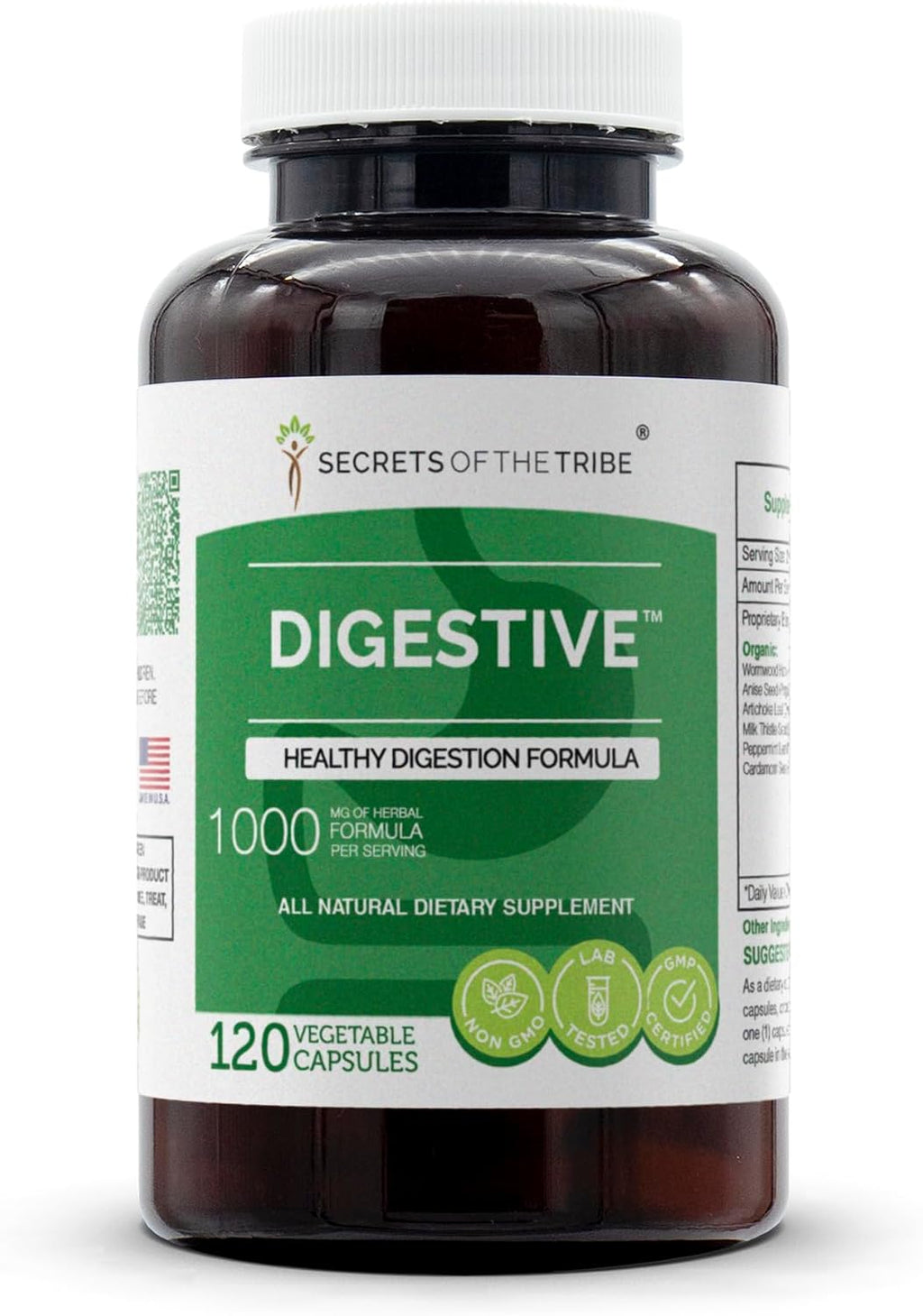 Secrets of the Tribe - Fórmula Digestiva, Suplemento Herbal para la Digestión Saludable (60 Cápsulas)