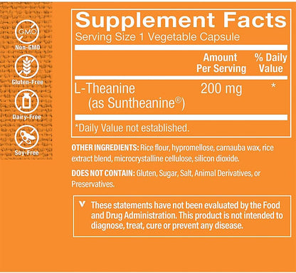 L-Teanina 200mg con Suntheanine – Relajación – Mejora de la concentración y el rendimiento cognitivo. – Image 2