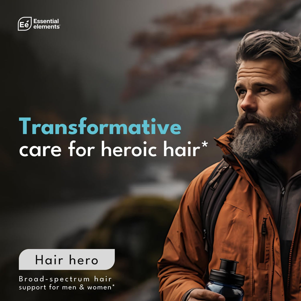 Essential Elements Hair Hero - Biotina 5000 mcg para hombres, 60 cápsulas (pack de 2)