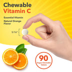 Sundance Vitamina C 1000 mg Masticable – 90 Comprimidos Sabor Naranja Natural – Vegano, No Transgénico, Sin Gluten