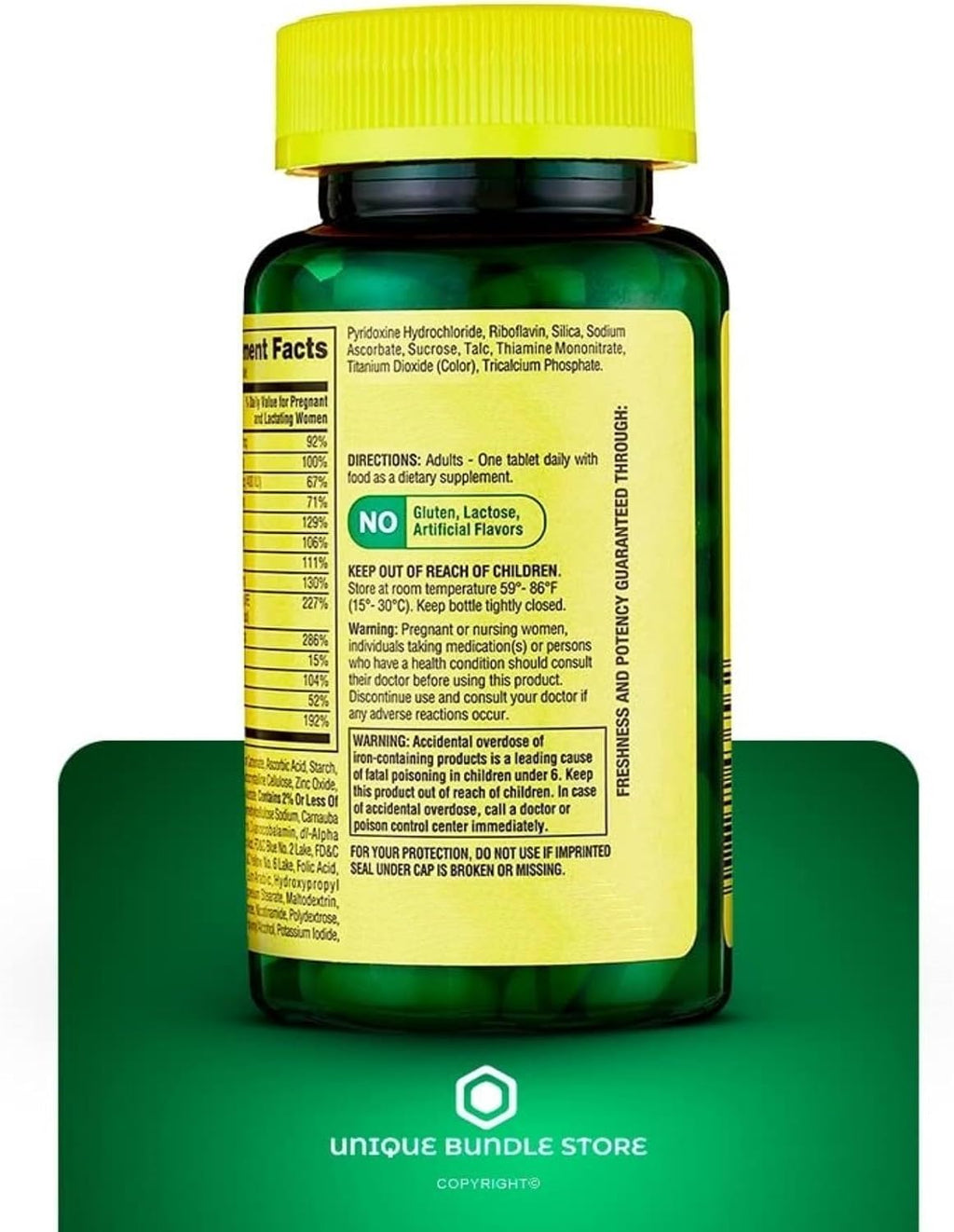 Prenatal Multivitamin Multimineral 100 Tabletas - Vitaminas Prenatales con Ácido Fólico y DHA, Suplemento Sin Gluten - Pack de 3