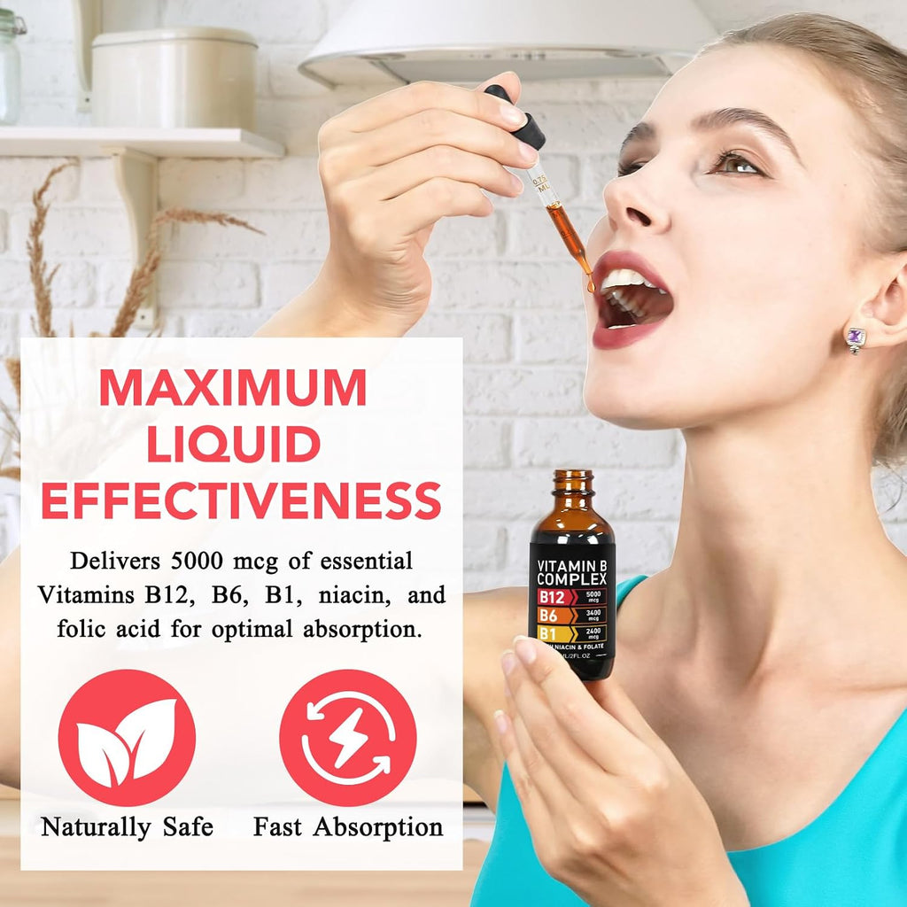 Frovetani Complejo B Orgánico Líquido con Vitaminas B12 Metilcobalamina, B6, B1, B9 - Apoyo Metabólico, Vegano, Sin Gluten
