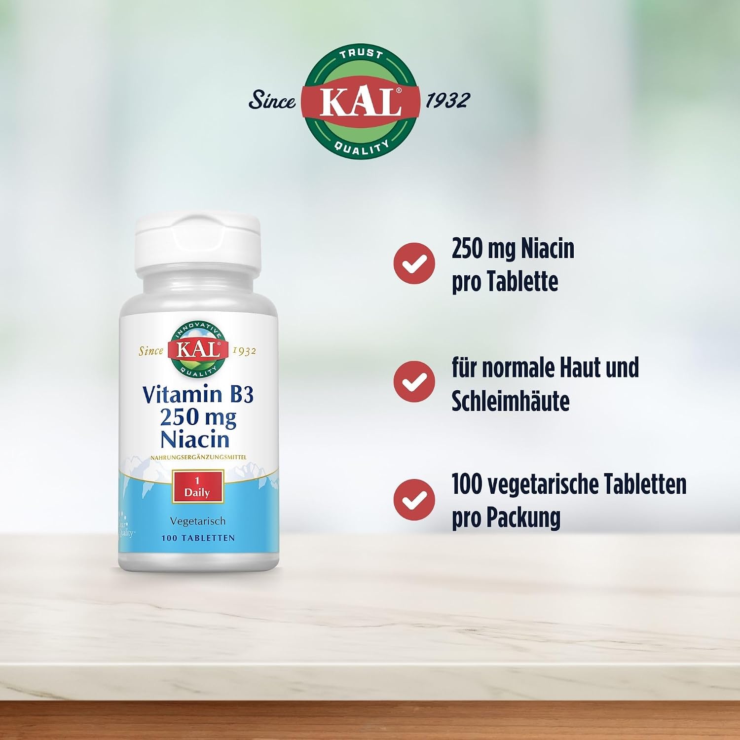 Kal 250 mg Niacina, 100 Comprimidos