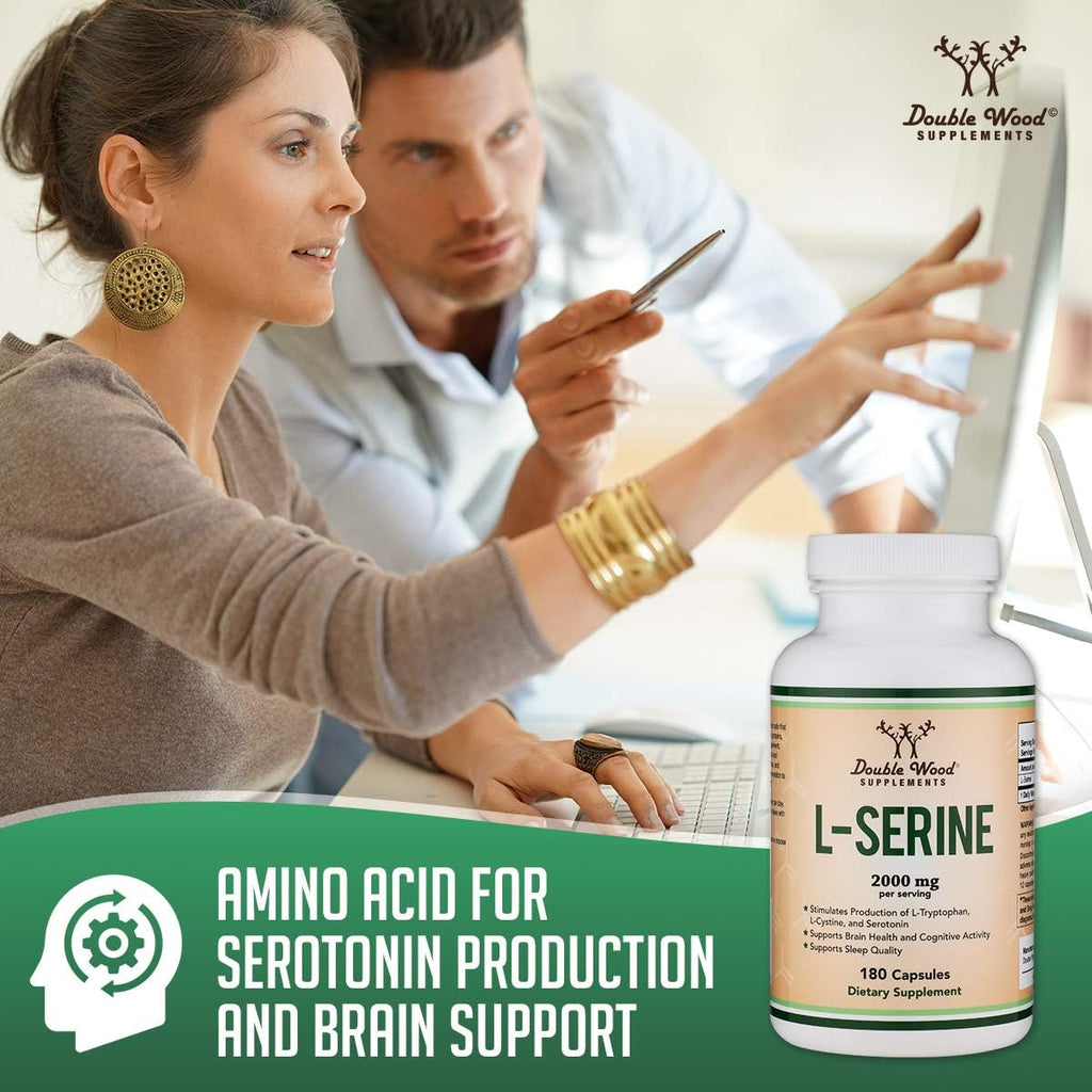 L-Serine 2,000 mg por ración - 180 cápsulas - Double Wood Supplements