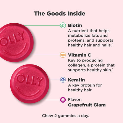 OLLY Undeniable Beauty Gummies - Biotina, – La biotina contribuye al mantenimiento de las membranas mucosas en – Image 3