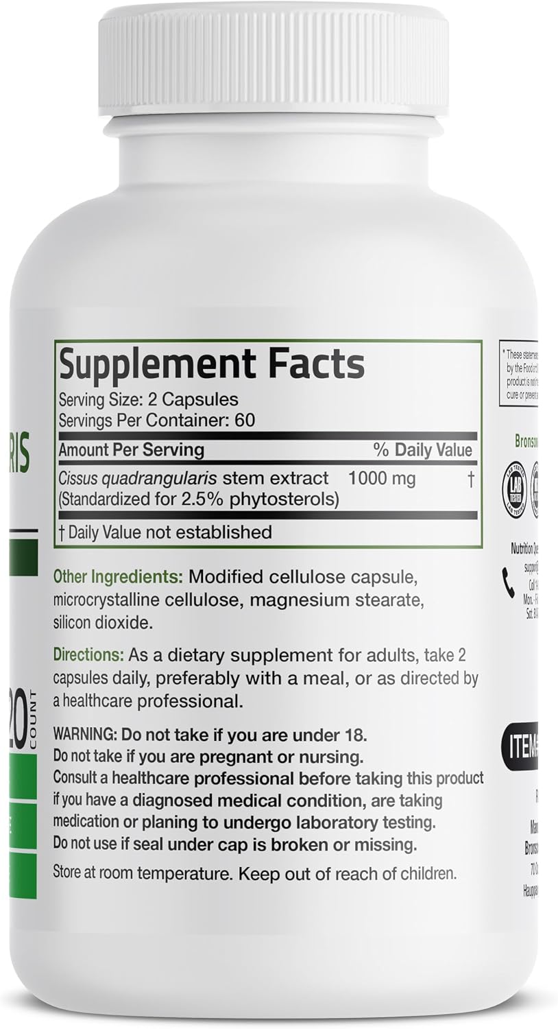 Bronson Cissus Quadrangularis Extract 1000 mg, 120 Cápsulas Vegetarianas