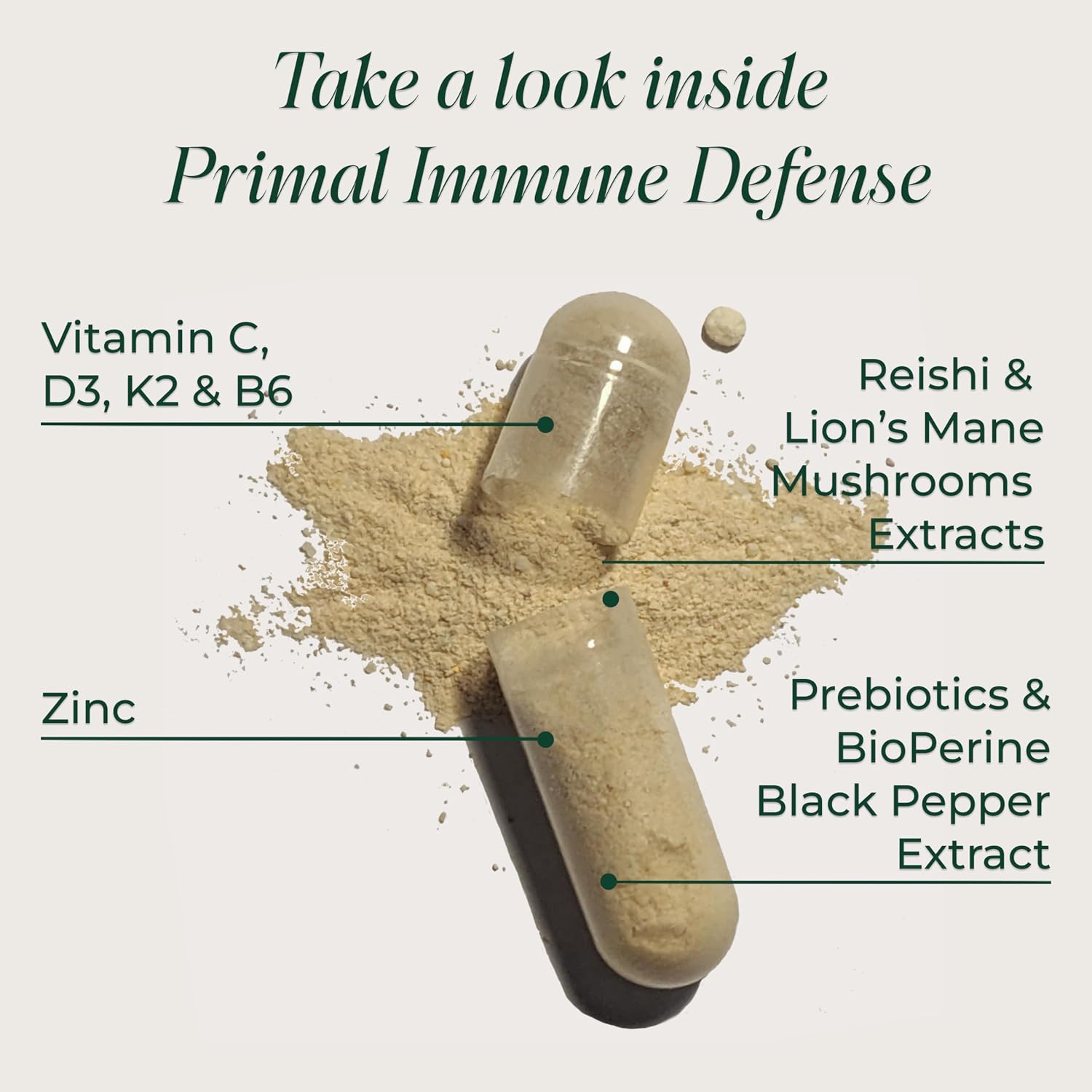 Primal Harvest Primal Immune Defense: 10-en-1 Apoyo Inmunitario con Probióticos, Zinc, Vitaminas C, B6, D3 y K2 - 60 Cápsulas (Pack de 2)