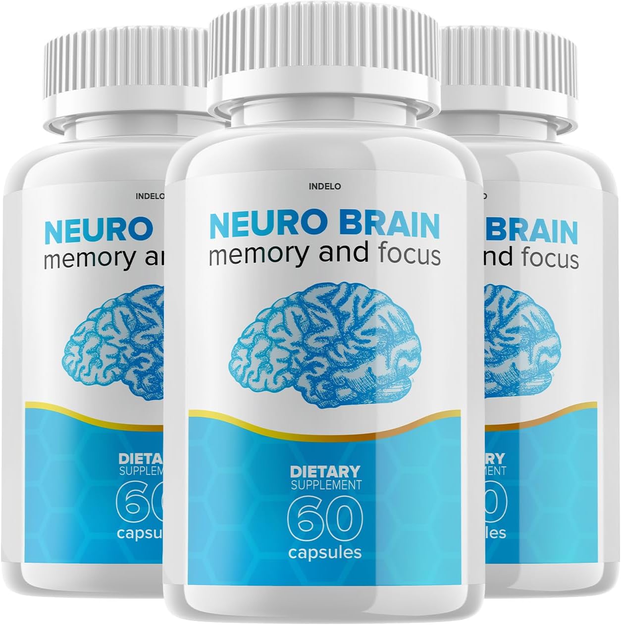 (3 Pack) Neuro Brain - Suplemento para la Memoria y el Enfoque Cognitivo, 60 Cápsulas