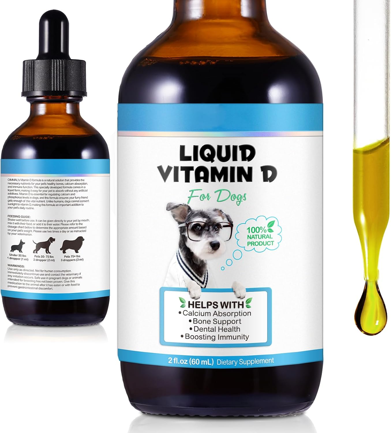 Suplemento Líquido de Vitamina D para Perros - 2 fl oz (59 ml)