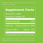 UpNourish Liposomal D3+K2 - 10000 UI D3 + 200 mcg K2 MK-7 (180 Mini Softgels)