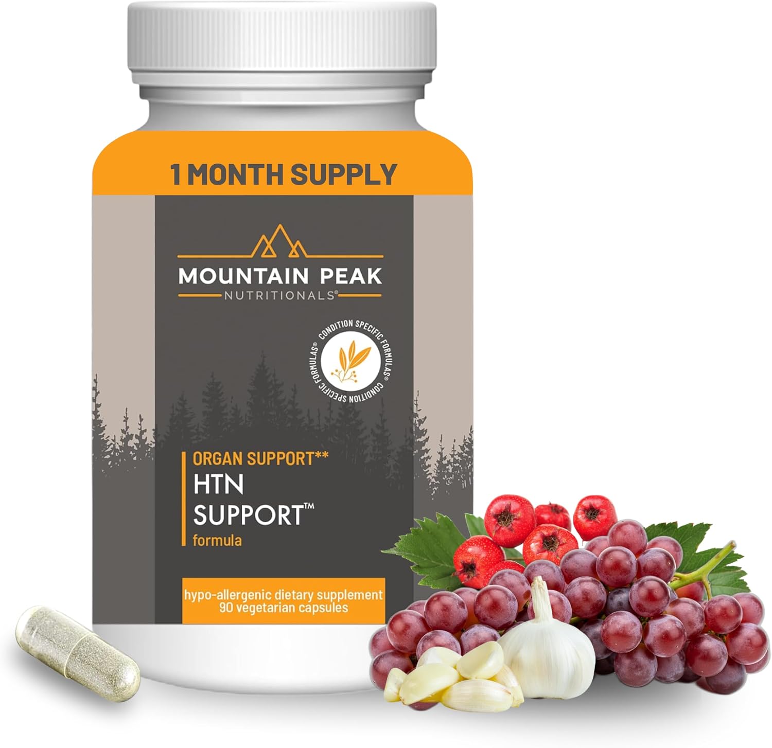 Mountain Peak Nutritionals HTN Support - Suplemento para la salud del corazón y circulación (90 cápsulas)