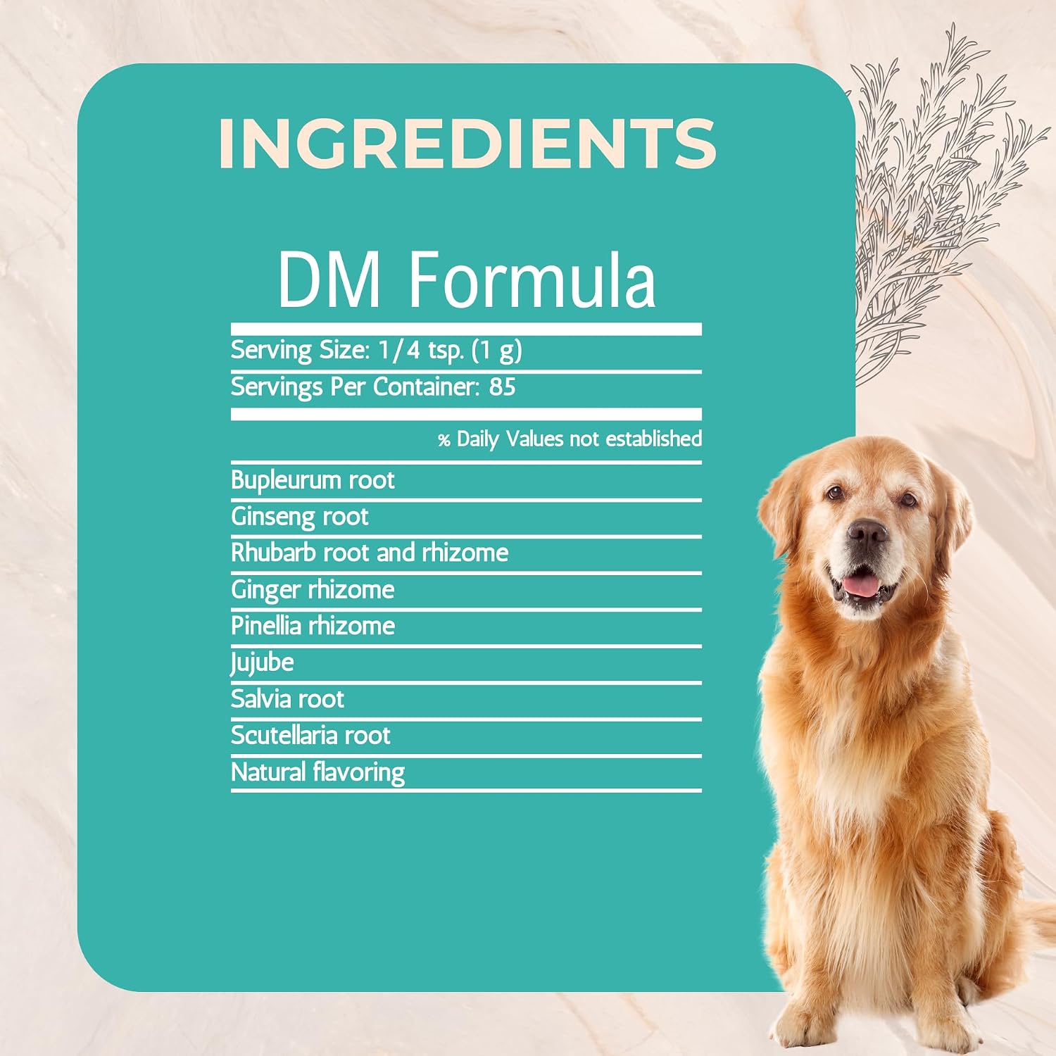 DM Formula Mielopatía Degenerativa para Perros, Extracto Herbal Granulado Natural - 250g
