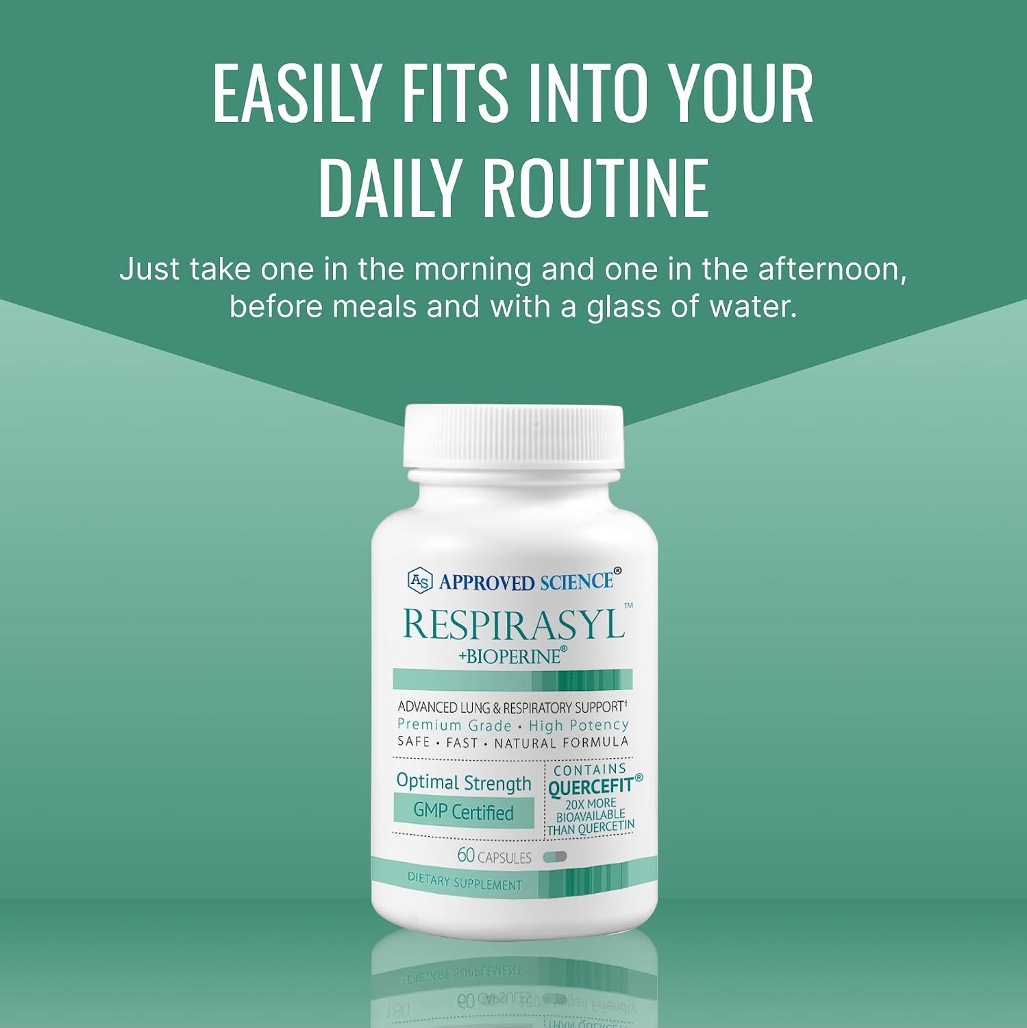 Approved Science® Respirasyl - Apoyo Pulmonar y Respiratorio con Quercefit®, Vitaminas A, C, D y BioPerine - Suministro para 6 Meses