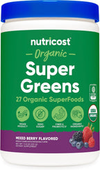 Nutricost Organic Super Greens Powder - Sabor Naranja Sunrise - 30 Raciones