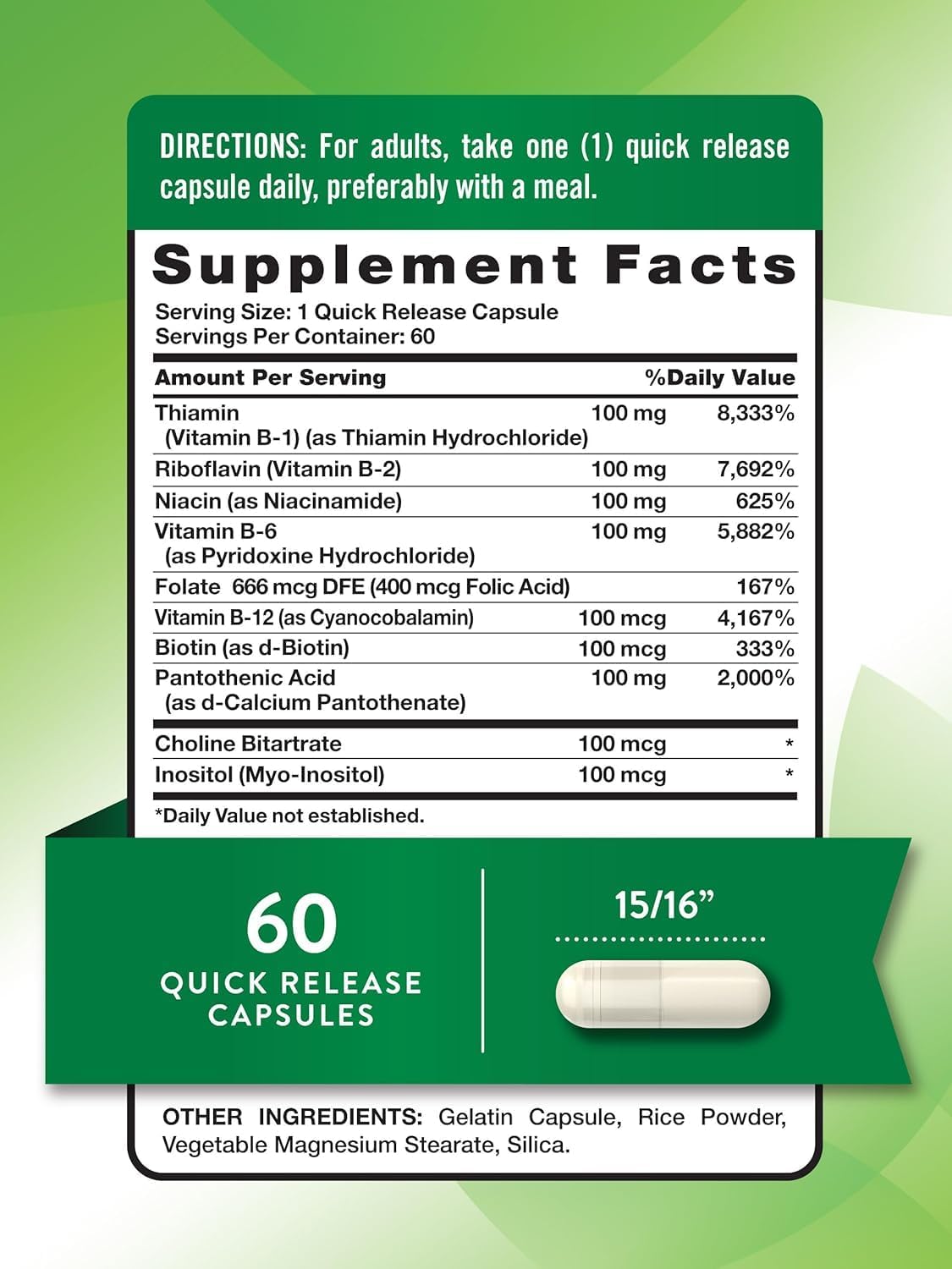 Nature's Truth Complejo B-100 Alta Potencia Equilibrado, 60 Comprimidos (Pack de 3)