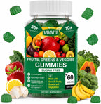 VIDAVITE Gominolas de Superalimentos sin Azúcar - 35+ Frutas y Verduras para Adultos y Adolescentes